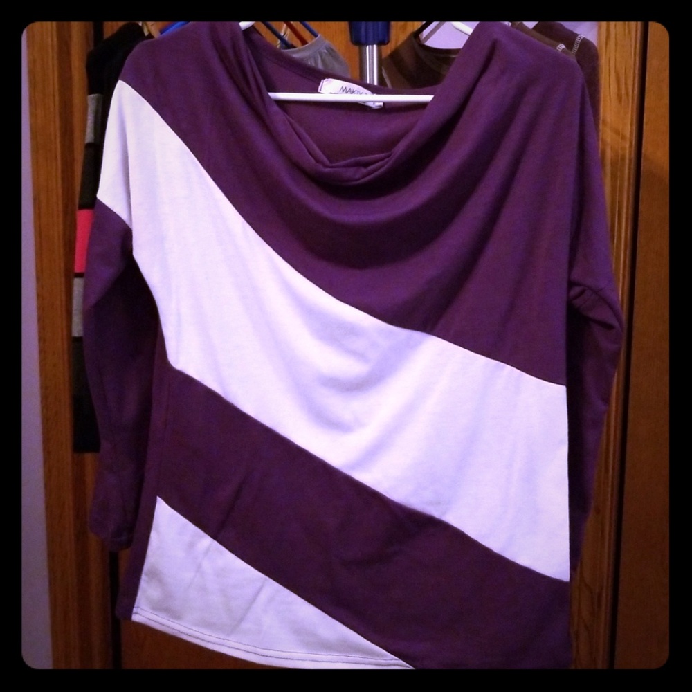 Purple and White 3/4 Sleeve Shirt